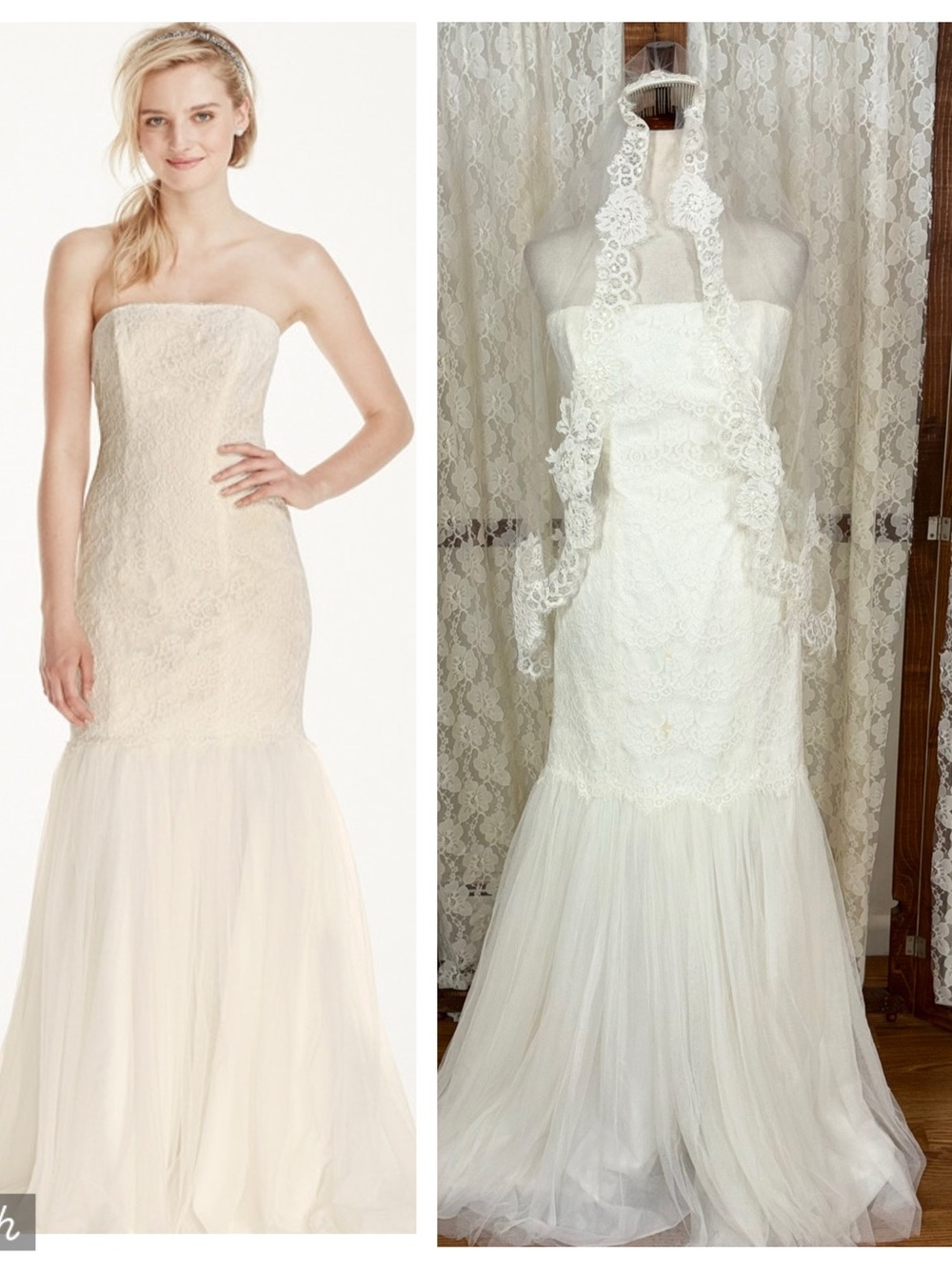 Gorgeous Galina Strapless Tulle Wedding Gown & Veil